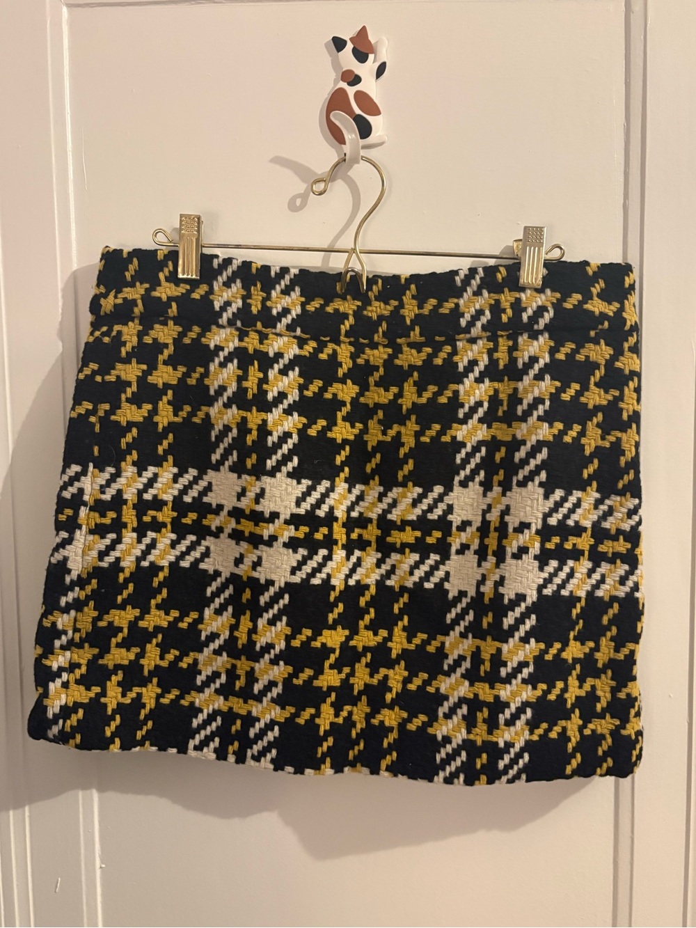 J. Crew Black, Yellow & White Plaid Skirt